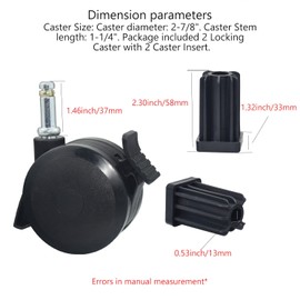 70360 Locking Caster with Insert for Weber Spirit Series 2009-2012, Genesis Series 2007-2011, and Summit Series Gas Grills 2007-2011, (Caster Diameter 2-7/8")