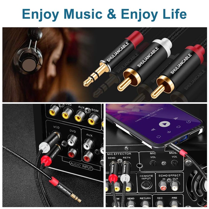 SHULIANCABLE 3.5mm to 2RCA Convert Stereo Audio Cable, Male to