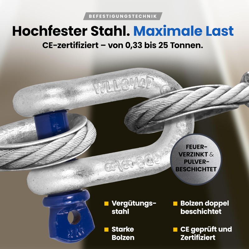 Straight Shackle with Eye Bolt - 3.25t Load Capacity -