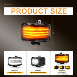 litzland LED Side Mirror Lights 3 Function Compatible with Ford F250/F350/F450 Super Duty 2017-2020 Amber Sequential Turn Signal Light &White Parking/Backup Light