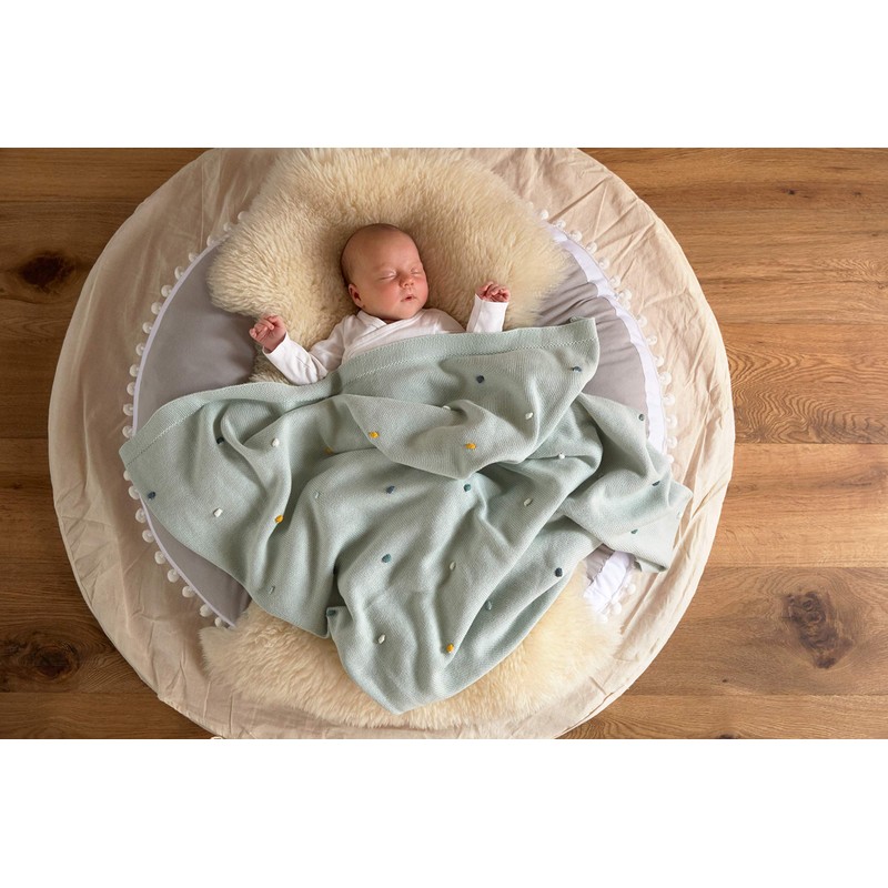 LÄSSIG Baby’s Knitted Blanket - 100% Organic Cotton, GOTS-Certified mint