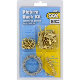 OOK by Hillman 535656 Brass Conventional Picture Hanging Kit 50lb, 50-Piece
