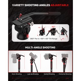 IFOOTAGE Video Fluid Head, Video Tripod Head for Photography, Aluminum Fluid Drag Pan Head, Lightweight Tripod Head with Quick Release Plate, for DSLR Camera, Camcorder, Monopod & Tripod, Komodo K5S