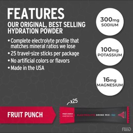 Fluid Tactical - 25 Count Electrolyte Powder | Fruit Punch | Travel Ready Drink Mix | Extreme Re-Hydration