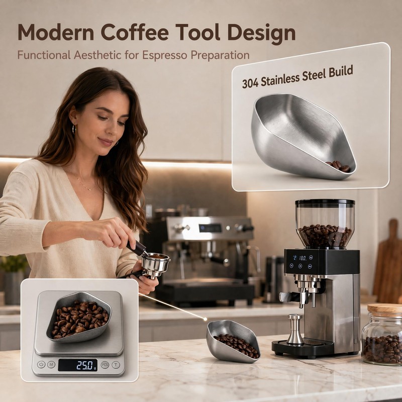 Coffee Bean Dosing Cup Stainless Steel Espresso Measuring Tray for