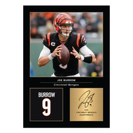 Icons Wall Art Joe Burrow Cincinnati Bengals Signed A4 Printed Photo Picture Display Gift For American Football Fans Digitally Reproduced Signature Unframed
