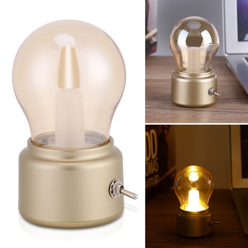Creative Retro LED Night Light USB Rechargeable Night Light Gold