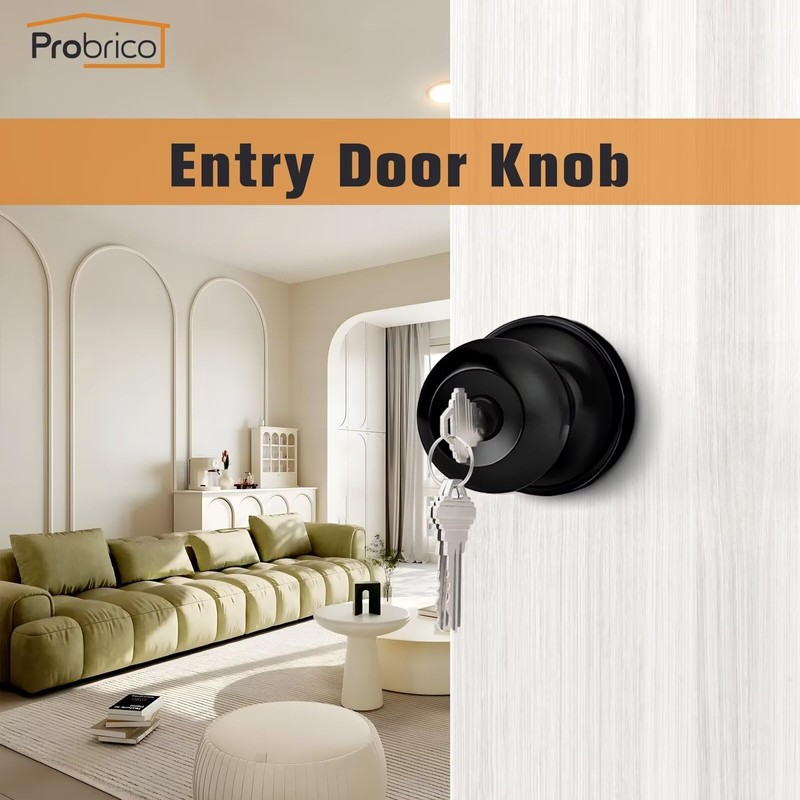 Probrico 3 Pack Keyed Alike Entry Door Knobs with Lock