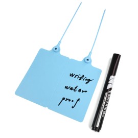 100pcs Large Hang Tag Zip Ties, 105×65mm Can Labeled Sticker & Handwriting Plastic Security Seals, Each Package Come with A Marker Pen, for Trailer, Container Locks, Truck, 250mm Length (Blue)