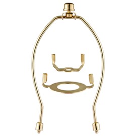 8 inch Lamp Shade Harp Holder, Lamp Harp Fits E26 Light Base UNO Fitter Adapter, UNO Fitter Adapter Finial Set, Adapted All Styles of Lamp Shade, Table and Floor Lamps (Gold) QC-17