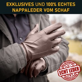 Royal Phoenix® Men's Leather Gloves - Luxury Nappa Leather Gloves Lined with Cashmere - Leather Gloves Men - Winter Gloves Men Made of Leather, brown