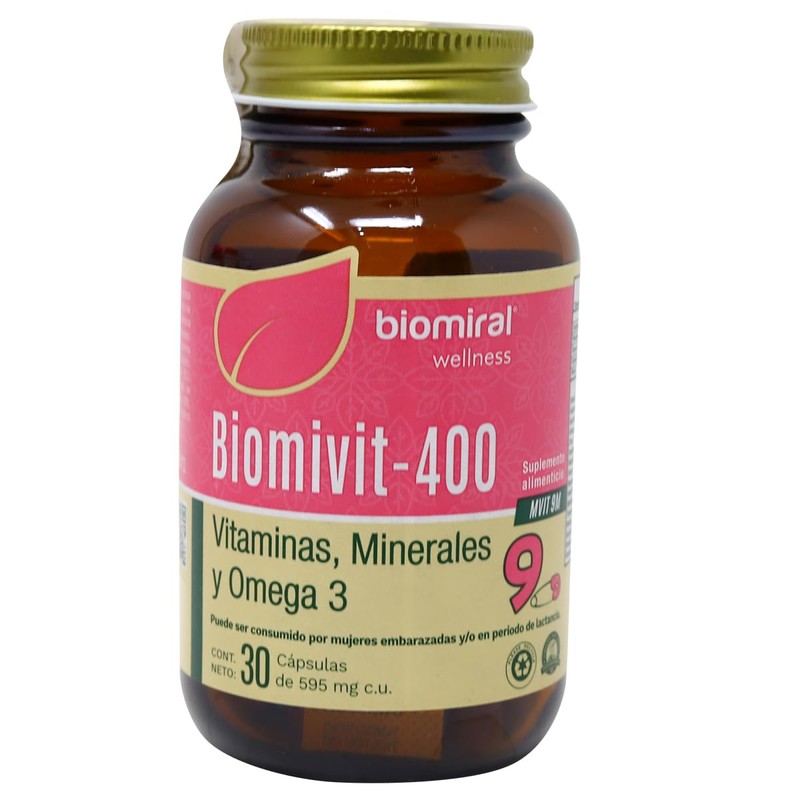 BIOMIVIT 400 30 CAPSULAS 595 MG VITAMINAS Y MINERALES Y