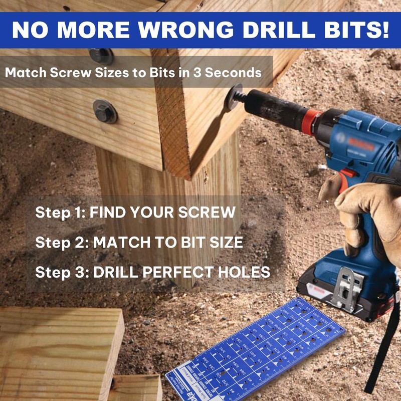 NAMOKA Screw Size Chart & Drill Bit Gauge - Laser-Etched