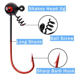 Fishing Shakey Head Jig Hooks - 5/10pcs Lead Head Worm Lure Bait Fishing Jig Hook with Sharp Barb 1/4oz 1/18oz 1/16oz for Saltwater and Freshwater