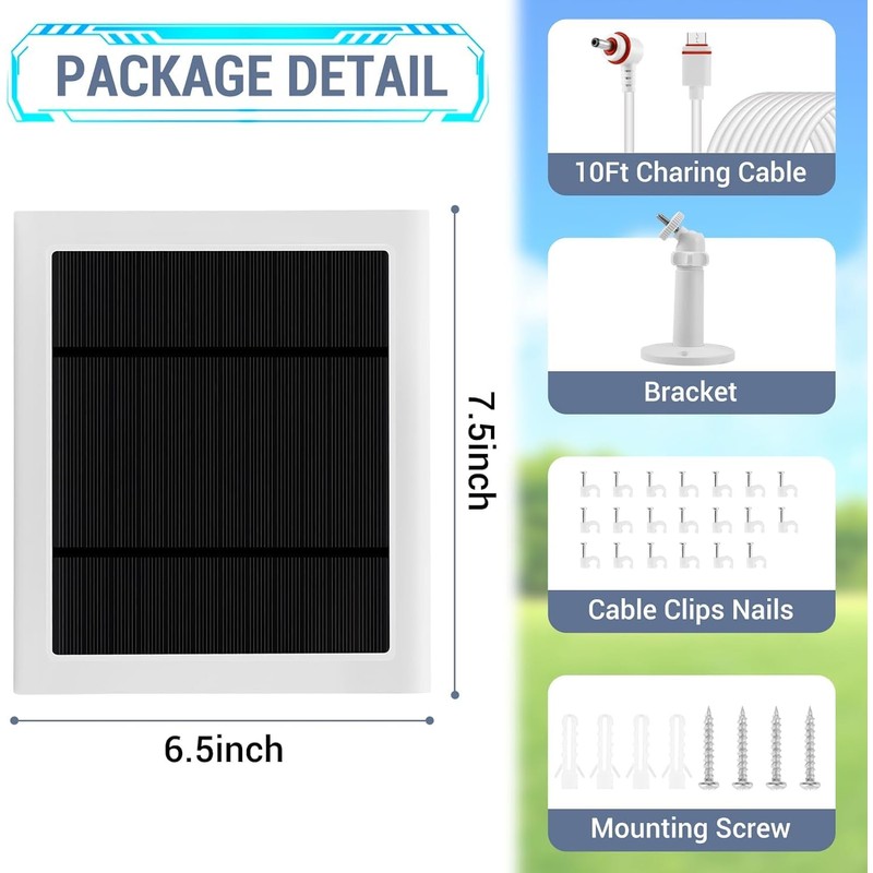 IP65 Solar Panel Outdoor for Ring Cameras (White 2P) Spotlight