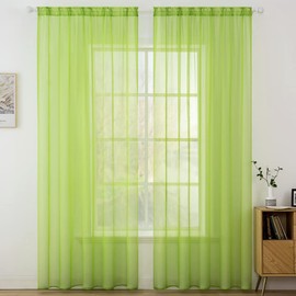 MIULEE 2 Panels Solid Color Sheer Window Curtains Smooth Elegant Window Voile Panels/Drapes/Treatment for Bedroom Living Room Light Green 55" Wx88 L, Rod Pocket