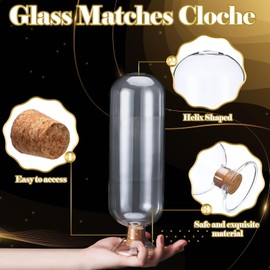 Brainy 1 Pcs Extra Tall 11" Decorative Glass Matches Cloche Decorative Match Holder Jar Glass Matches Cloche for Candle Matches Trendy Fireplace Display Decor (1PCS)