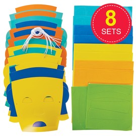 Baker Ross FN020 Mayan Mask Sets - 8 Pack Craft Kits for Kids Learning Material