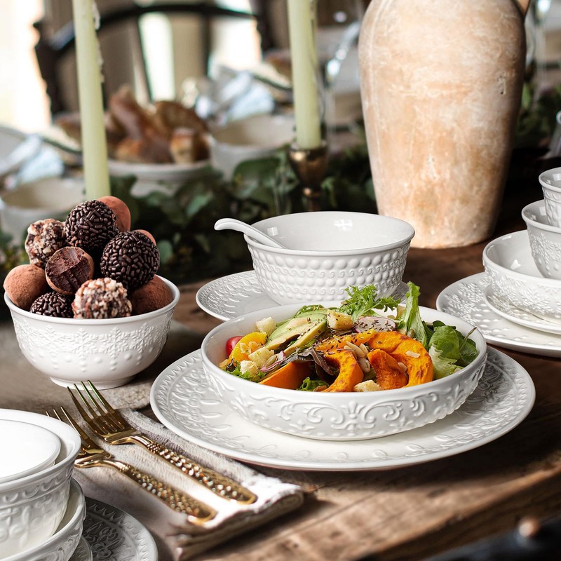 Wareland Pasta Bowls, 32oz Salad Bowls Set of 4, White