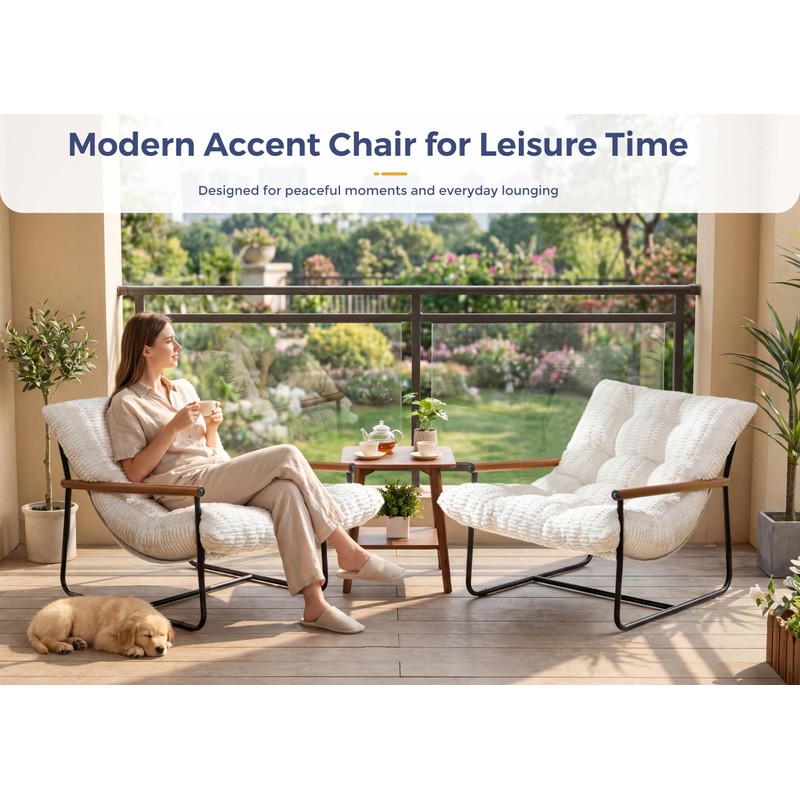 MAXYOYO Modern Accent Chair, Tufted Living Room Chair with Metal