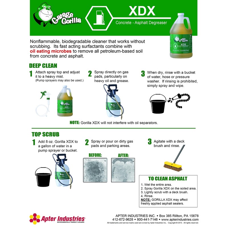 Garage Gorilla XDX Concrete and Asphalt Cleaner, Live Enzymes to