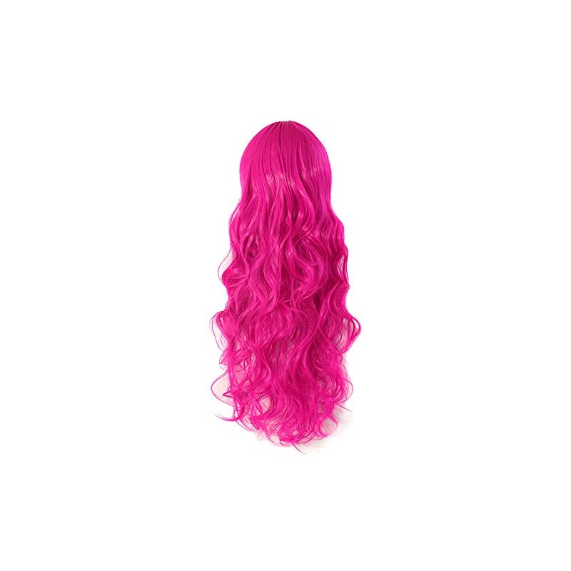 MapofBeauty 70cm Long Pink Wavy Cosplay Party Wig (Pink)