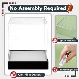Chunful Acrylic Mini Helmet Display Case with LED Light 7.5 Inch Clear Adjustable Brightness 1/2 Football Baseball Helmet Showcase One-Piece Without Assembly UV Protection Gift for Sports Enthusiast