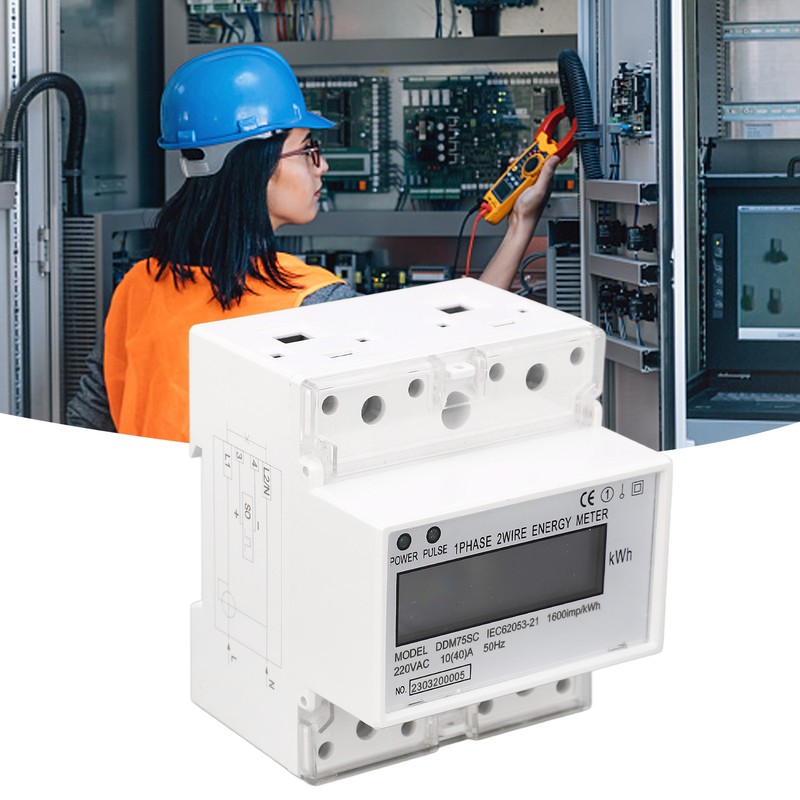 Energy Meter 1 Phase 2 Wire 4P Digital LCD Kwh