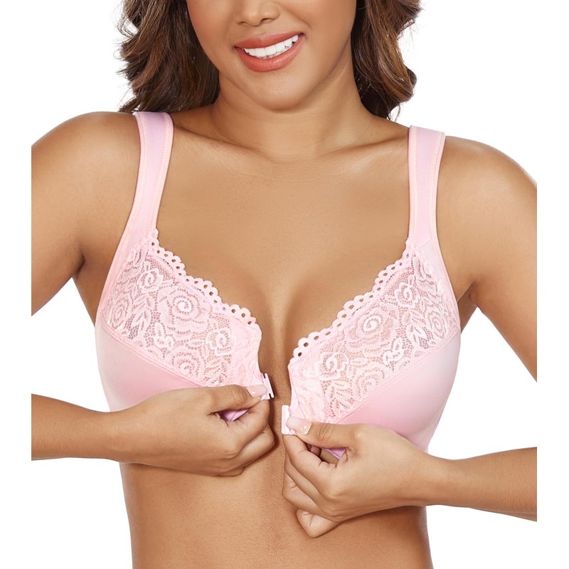 DotVol Women's Front Closure Fastening Bra Underwire Plus Size U-Back