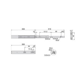 Emuca 3049405 Set of full extension ball bearing runners/slides 45mm x 300mm with soft close for drawer