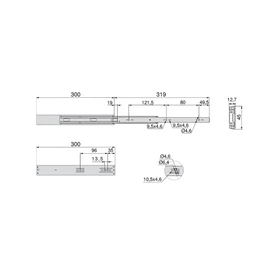 Emuca 3049405 Set of full extension ball bearing runners/slides 45mm x 300mm with soft close for drawer