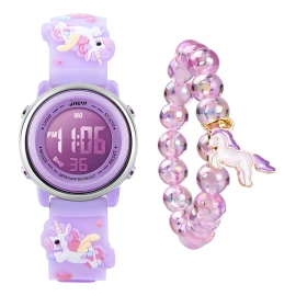Reloj Digital Y Pulseras Ben Nevis Deportivo Resistente Al Agua Para Niño Y Niña Con Despertador, Temporizador, Luces Que Cambian De Color,correa Unicornio Violeta