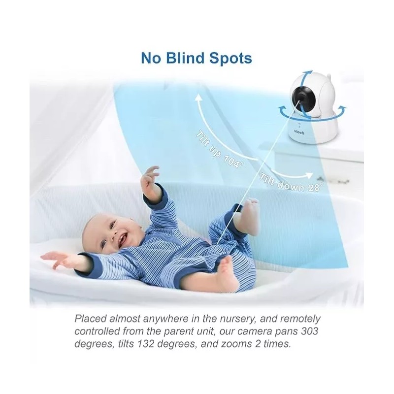 Vtech VM923-2 Baby Monitor 2.8” Screen 1000Ft Range Pan-Tilt-Zoom -