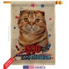 Patriotic Scottish Fold Burlap Garden House Flags Set Animals Cat