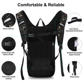 Mothybot Rave Hydration Pack, Insulated Daypack Backpack with 70oz 2L BPA Free Water Bladder, With Large Storage Multi Compartments Keeps Cool For 5 Hours, Great for Festivals, Raves, Hiking, Outdoors