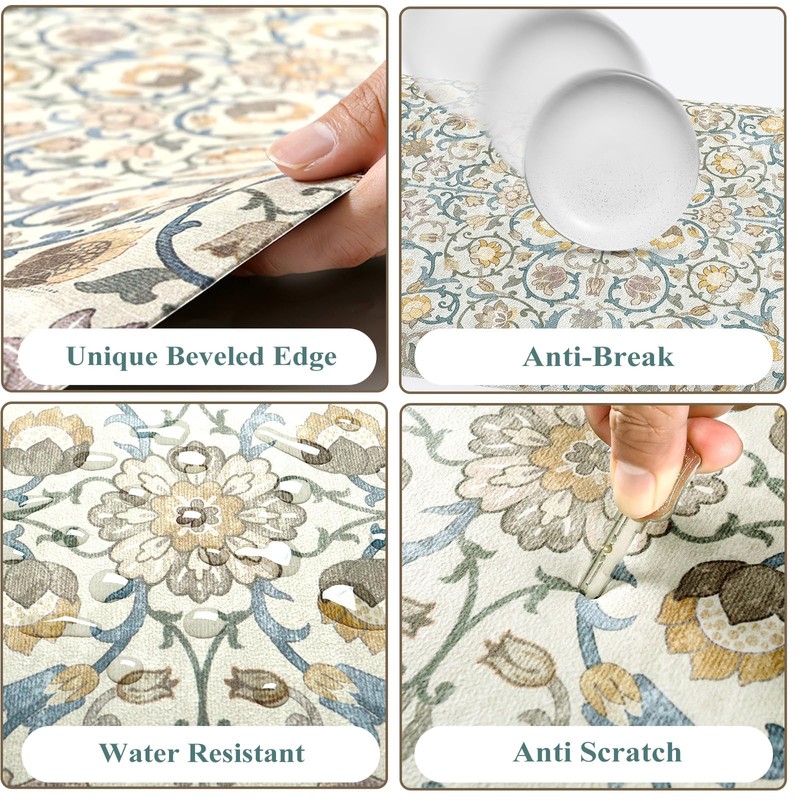 KIMODE Comfort Kitchen Mats for Floor Cushioned Anti Fatigue,Farmhouse Floral