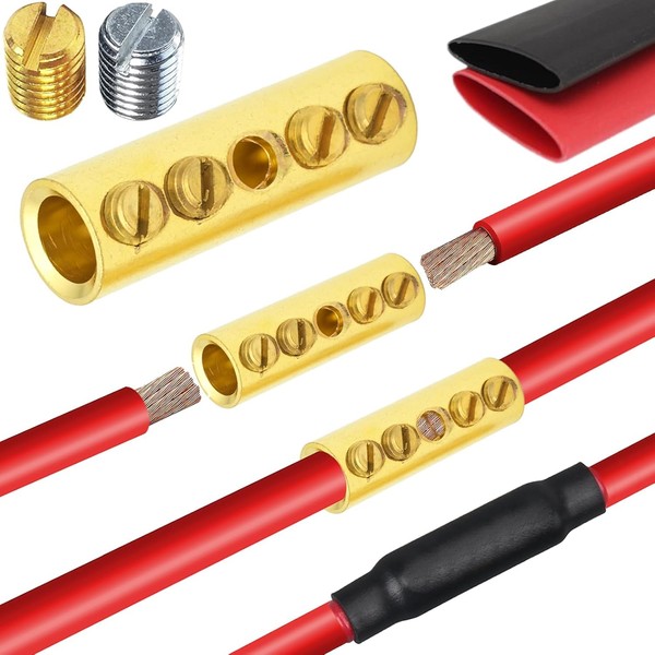 0 Gauge Wire Butt Connectors 6 PCS Brass Mechanical Butt