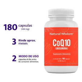 Coenzima CoQ10 | Efecto antioxidante | Favorece el funcionamiento de los músculos y el corazón | Aporta energía y vitalidad | 180 cápsulas