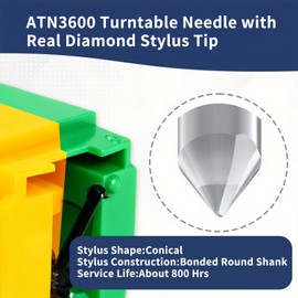 2 Pack ATN3600L Diamond Stylus Needle Replacement with Cleaning Brush, Compatible with Audio-Technica AT-LP60X/AT3600L/AT-LP60XBT/AT-LP2D Turntables — Clear Sound, Easy Install（Yellow + Green）