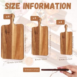 Layhit 12 Pcs Extra Large Acacia Wood Cutting Board Bulk 17 Inch Wooden Serving Kitchen Chopping Charcuterie Board with Handle for Cheese Bread Meat Fruits Wedding Housewarming Gifts(3 Sizes)