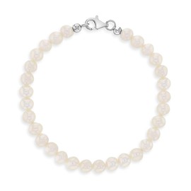Pulsera de plata de ley 925 con perlas cultivadas en agua dulce para bebés y niñas, Perla