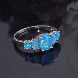 CiNily Blue Fire Opal Silver Women Jewelry Gemstone Ring Size 5-12 (8)