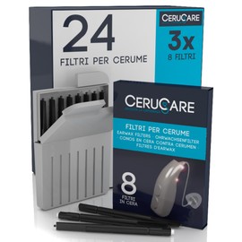 CeruCare Wax Filters for Hearing Aids Quick and Effective Cleaning Protects the Hearing Aid from Moisture and Dust with Resealable Hard Case Diameter 1.3 mm Pack of 24