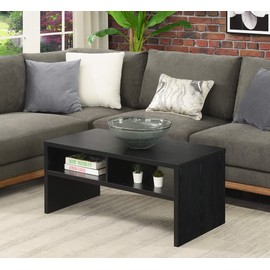 Convenience Concepts Northfield Admiral Deluxe Coffee Table with Shelves R4-0565, Black