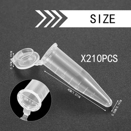qxayxa 210 Pcs 1.5ml Plastic Test Tube with Lids, Plastic Centrifuge Tube with Lid, Micro Test Sample Vial, Clear Plastic Centrifuge Vials, Conical Microtube Microcentrifuge Sample Storage Container