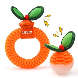 LIFLIX 2-Pack Durable Bite and Brush Dog Toys, TPU Dog Teeth Cleaning Toys for Puppy Teething, Dental Chew Toys for Small and Medium Dogs