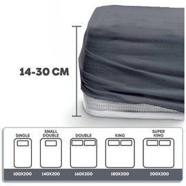 EVE Textile® Fitted Sheet Set of 1 200 x 200 cm Anthracite Grey; Fitted Sheet Fitted Sheet; Jersey Sheet for Box Spring Bed and Mattress; Washable up to 60 Degrees; Soft and Allergy Sufferers