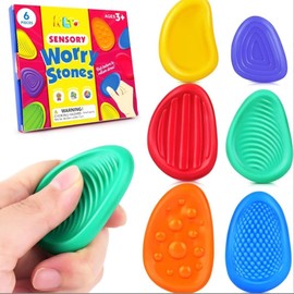 Fidget Toys Sensory Stone for Kids: 6 Pack Textured Soft Worry Stone for Autism Kids Calming - Fidget Stress Toys for Students Anxiety Relief - Small Prizes Fidget Toys