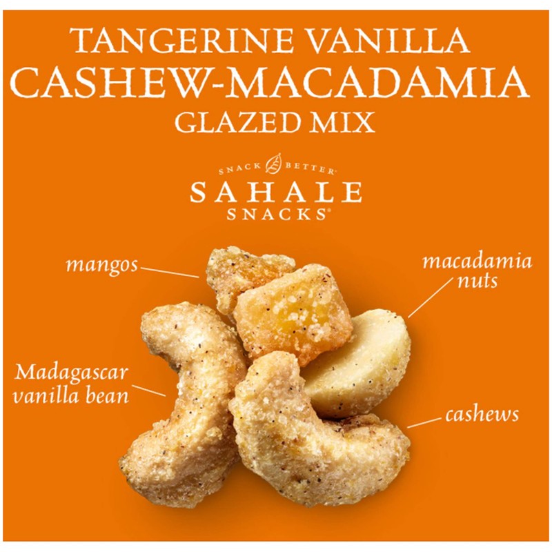 Sahale Snacks Tangerine Vanilla Cashew Macadamia Glazed Mix, 4 Ounces