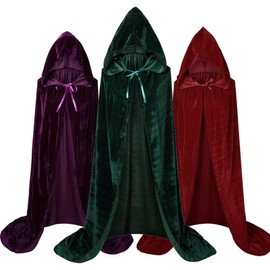 UAZIHEEY Adults Sarah Sanderson Hooded Cloak Cape Sisters Halloween Cosplay Costume Velvet Robe,Purple,Large